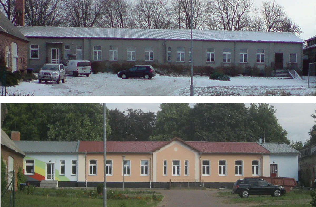 Kita in Grapzow, bevor und nach Sanierung (2013)