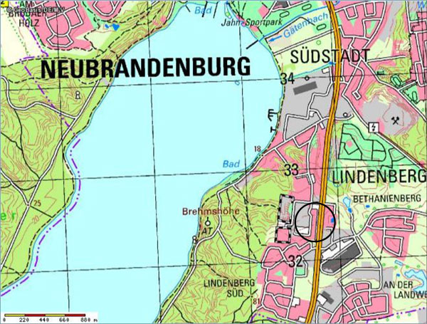 Anfahrtskarte Dienststelle Neubrandenburg, Neustrelitzer Straße 120 (Interner Link: Anfahrt und Gebäude StALU MS)