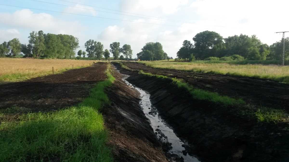 (1) Verrohrtes Gewässer – Wiese bei Dambeck; Nachher: wiederhergestellter offener Gewässerlauf © STALU VP (1) Verrohrtes Gewässer – Wiese bei Dambeck; Nachher: wiederhergestellter offener Gewässerlauf
