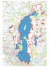 Darstellung der Untersuchungsgewässer (blau hinterlegt) innerhalb des Vogelschutzgebietes DE 2235-402 „Schweriner See“ (rot umrandet).