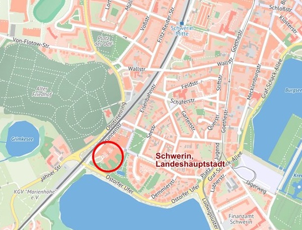 Kartenausschnitt Anfahrt Schwerin